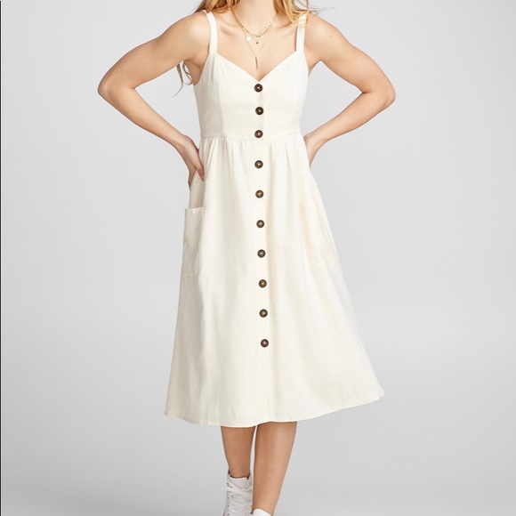 twik Dresses & Skirts - Twik Lab Creamy Linen Button Front Dress (M)